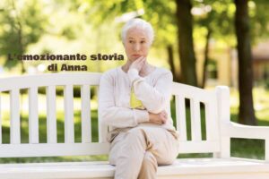 signora anziana pensierosa sulla panchina